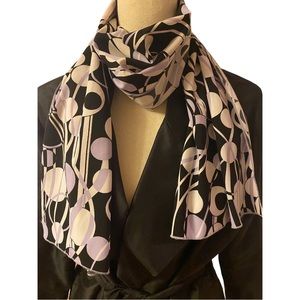 Womens Scarf Black Purple White 53” x 11”